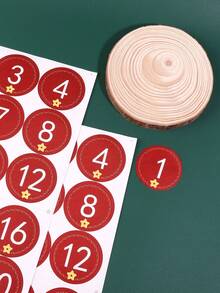 4入組/包 紅色數字貼紙用於聖誕節倒數計時,辦公室和學校用品,作為禮物贈品貼紙 - 紅色 - 查看 4