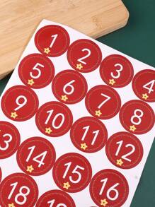 4入組/包 紅色數字貼紙用於聖誕節倒數計時,辦公室和學校用品,作為禮物贈品貼紙 - 紅色 - 查看 3