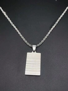 Correia De Corrente De Corda Torcida Eu Posso Fazer Tudo Ele Whostrongs Me Colar Masculino Com Pingente De Ouro E Prata - Prata - Visão 2