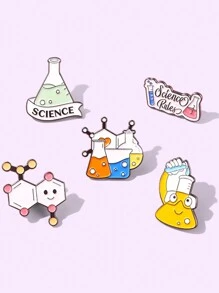 5pcs Chemistry Lab Enamel Pin Custom Brooches for Bag Clothes Lapel Pin Science Experiment Badge Element Molecular Structure Jewelry - Multicolor - View 3