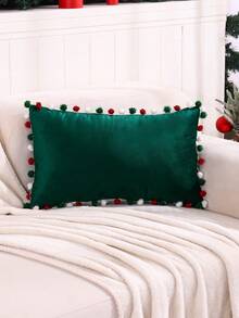 Miater 1入組多彩毛絨球聖誕枕套 - 墨綠色 - 查看 5