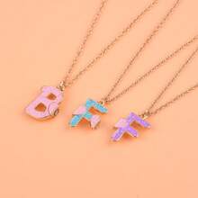 3入組彩色亮粉吊墜bff字母磁力項鍊,為3位女孩的友誼提供首飾禮物