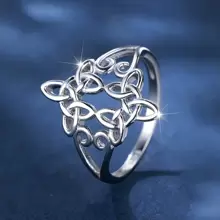 1pc S925 Sterling Silver Unique Simple Hollow Celtic Knot Ring, Fashionable Jewelry For Women's Date And Engagement