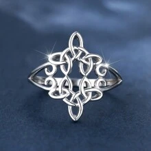 1pc S925 Sterling Silver Unique Simple Hollow Celtic Knot Ring, Fashionable Jewelry For Women's Date And Engagement