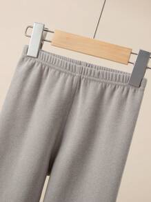 男童無縫保暖內衣套裝,室內居家基層服裝,冬季上下連身 - 淺灰色 - 查看 3