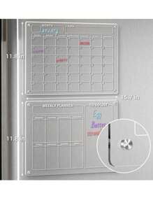 2 Miếng 16 Inch X 12 Inch Tủ lạnh Từ tính Acrylic Bảng lịch Đối với Nhà  Có thể tái sử dụng Với 4 Tẩy khô Bút đánh dấu In 4 Màu - trắng - Xem 7