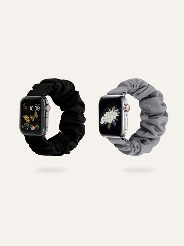 2 piezas De banda elástica y suave para cabello y correa de reloj compatible con Apple Watch 49/45/44/42/41/40/38mm Ultra/SE/8/7/6/5/4/3/2/1, para ambos géneros