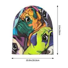 帽子 男女黃色戶外帽法國鬥牛犬頭骨無簷小便帽滑雪帽軟帽帽子男朋友禮物 - 杏色 - 查看 3