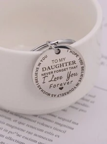 不銹鋼雕刻鑰匙扣,給女兒的靈感禮物鑰匙扣裝飾包包錢包提包飾品禮物,青少年女孩、大學生、新手和白領工人的鑰匙鏈吊飾配件、禮品和裝飾 - 銀色 - 查看 1