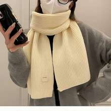 1pc Women's Solid Color Tube Scarf Knitted With Core-Spun Yarn, Fashionable And Versatile, Suitable For Winter To Keep Warm And Daily Wear Casual - Beige - View 7