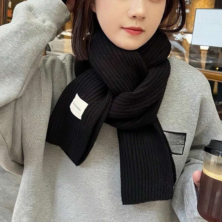 1pc Women's Solid Color Tube Scarf Knitted With Core-Spun Yarn, Fashionable And Versatile, Suitable For Winter To Keep Warm And Daily Wear Casual - Beige - View 1