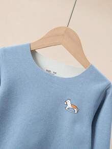 Boys' Seamless Warm Underwear Set For Autumn/winter - Blue - View 4