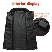 Women/Men's Heated Vest Built-In USB Plug, Electric Heating Vest Thermal Jacket, 380D Nylon Silk, Three-Mode Temperature Control, 11 Heating Zones, Suitable For Winter Skiing - màu đen - Xem 7