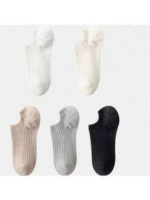 5 cặp/bộ Của phụ nữ Loạt Vớ Với Chất rắn & Sọc Đầy màu sắc Thiết kế , Đàn hồi Và Thoáng khí - Nhiều màu - Xem 3