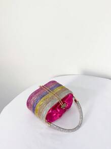 Túi xách nữ buổi tối ghép mộng kim sa Pha lê kim cương Sọc Tất cả trên in Hấp dẫn - Màu Hồng Tươi - Xem 6