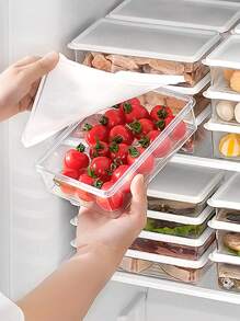 Refrigerator Sealable Storage Box For Vegetables And Fruits, Set Of 2 - White - View 2