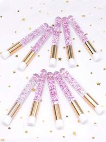 10 件裝粉紅色閃光睫毛延長清潔刷鼻子黑頭清洗微刷眉毛睫毛清洗洗髮洗髮精泡沫清潔刷 - 粉色 - 查看 4