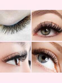 1盒Y形啞光手工編織貂柔軟燈自然YY睫毛延長彩妝網紗網狀交叉魅力鞭打 - 黑色 - 查看 2