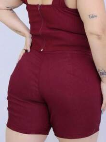 Women Shorts - 紅木色 - 查看 2