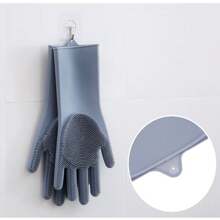 1pc Kitchen Silicone Dishwashing Gloves - Grey - View 4