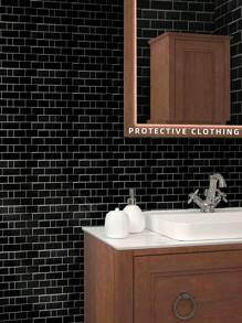 5pcs/pack Pvc Self-adhesive Waterproof Tile Stickers With Texture Patterns For Home Kitchen Bathroom Wall Decoration, Each Size 7.8x7.8 Inches - Black - View 6