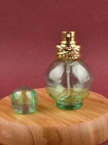 創意圓形25毫升香水噴霧器，採用玻璃材質及彩色鑲嵌水晶壓式瓶身設計，便攜式細霧噴霧器容器 - 綠色 - 查看 1