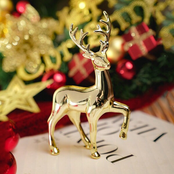 Golden Deer Statue, Resin Reindeer Sculpture For Luxury Living Room Home Decor, Christmas Decoration Desktop Ornament