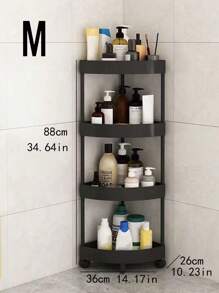 1pc Black And White Color Bathroom Organizer Storage Rack, Free Standing Toilet Corner Shelf, Multifunctional Storage For Bathroom, Kitchen, And Living Room - Black - View 7