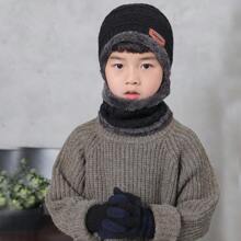 4 件套儿童冬季针织帽、围巾和手套套装，适合 5-14 岁儿童保暖