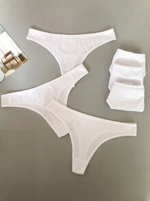 6pcs Sexy Women's White Thong Underwear - White - View 2