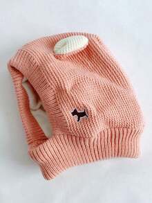 1 件粉色狗耳罩,寵物冬季頸部和耳朵保暖兜帽,緩解壓力焦慮針織帽,適合戶外散步的節日禮服保暖衣 - 粉色 - 查看 4