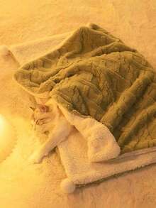 1入寵物毛毯,貓咪暖和毯子,厚床墊,適用於大、中、小家用寵物睡墊 - 綠色 - 查看 6