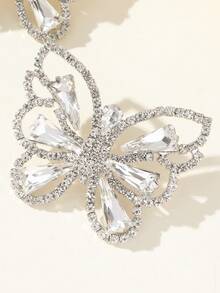 1 對時尚蝴蝶設計玻璃水鑽耳環,適合婚禮、派對、度假、休閒佩戴