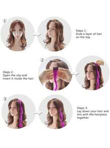 5入組組彩色夾式合成接髮長直髮女式女孩角色扮演 - 彩色 - 查看 7