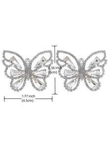 1 對時尚蝴蝶設計玻璃水鑽耳環,適合婚禮、派對、度假、休閒佩戴