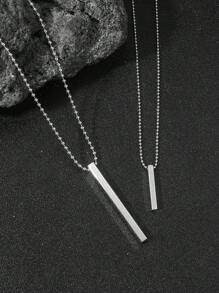 2 Piezas De Collares Con Diseño Cuadrado De Metal, Sencillos Y Elegantes De Varias Capas, Adecuados Para El Uso Diario De Parejas