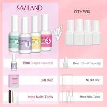 SAVILAND Dip Powder Liquid Set: 4 Pcs Nail Dip Liquid Set With Base Activator Top Coat And Brush Saver 15 Ml/0.5 Fl.Oz Dipping System Essentials No Curing Home Use DIY Salon Art - 無色 - 查看 2