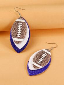 2入組歐美風格pu皮革多層橄欖球&流淚形耳環,女性休閒禮物 - 彩色 - 查看 2