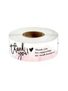 1roll/Package 120pcs Pink Floral Thank You Stickers, Gift Box Sealing Stickers, Non-Adhesive Labels,Christmas