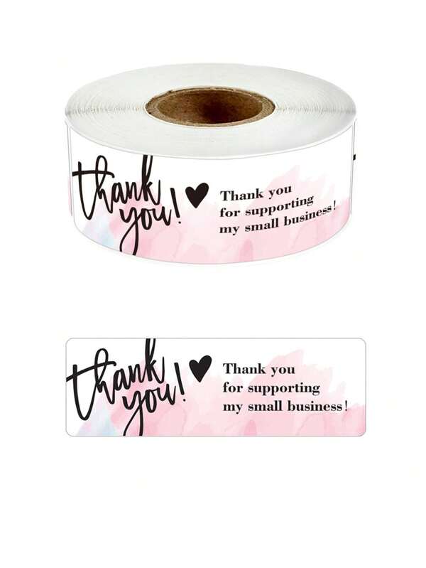 1roll/Package 120pcs Pink Floral Thank You Stickers, Gift Box Sealing Stickers, Non-Adhesive Labels,Christmas