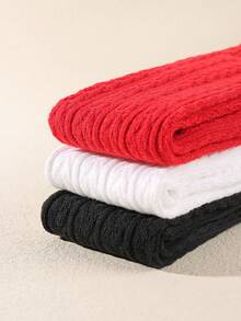 3pcs Baby Solid Color Double Needle Tassel Leggings - Multicolor - View 4