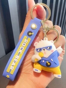 1個原創可愛娃娃形狀的pvc鑰匙扣,汽車鑰匙鍊,背包吊飾,情侶禮物 - 藍色 - 查看 2