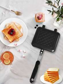 1只雙面防粘三明治烤盤,鋁合金烘焙工具,多功能烘焙模具 - 黑色 - 查看 2