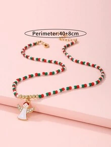 5pcs/set Christmas Themed Snowflake, Reindeer, Christmas Tree, Snowman Shaped Pendant Necklaces For Girls - Multicolor - View 4