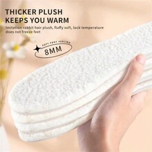 1 Pair Brown Winter Warm Heated Cashmere Thermal Insoles Thicken Soft Breathable Insoles For Man Woman Boots Pad Soles - White - View 4