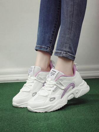 New Style Women's Fashionable Chunky Sneakers, Casual Sports Shoes With Increased Height