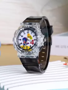 1 Miếng Không giới tính TPU Dây đeo trong suốt Tròn Trang trí khủng long Sáng Đồng hồ thạch anh Đối với Mặc hàng ngày - màu đen - Xem 1
