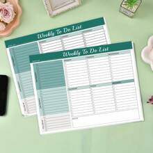 BUBU 1pc Weekly Planner - Daily Planner To Do List Task Checklist Notepad Undated Goals Planning Pad Tear-Off Notepad,Back To School Supplies - Olive Green - View 8