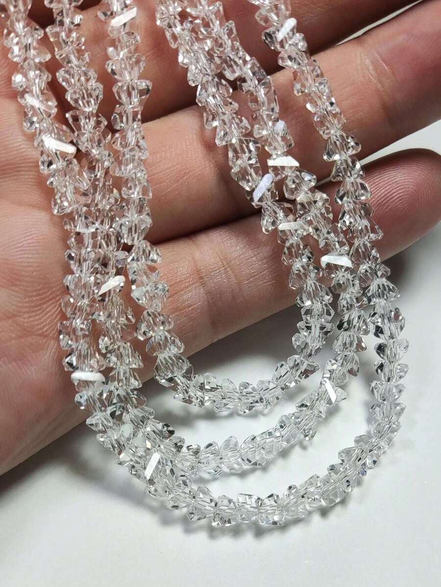 1串&10串 三角形玻璃珠/玻璃水晶刻面珠，適用於珠寶製作/DIY散珠/婚禮裝飾