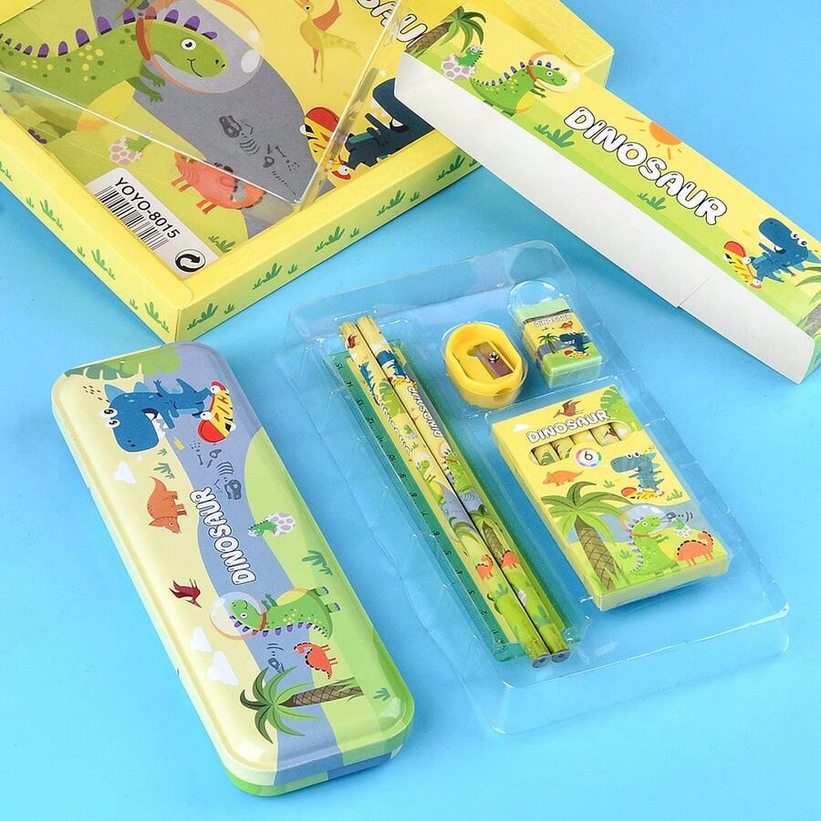 12 Piezas/set Juego De Papelería Para Aprendizaje En Caja De Regalo, Suministros Escolares - Rojo - Ver 1